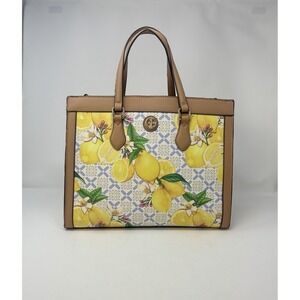 Giani Bernini Handbag Yellow Lemon Print Saffiano Medium Book Tote Purse